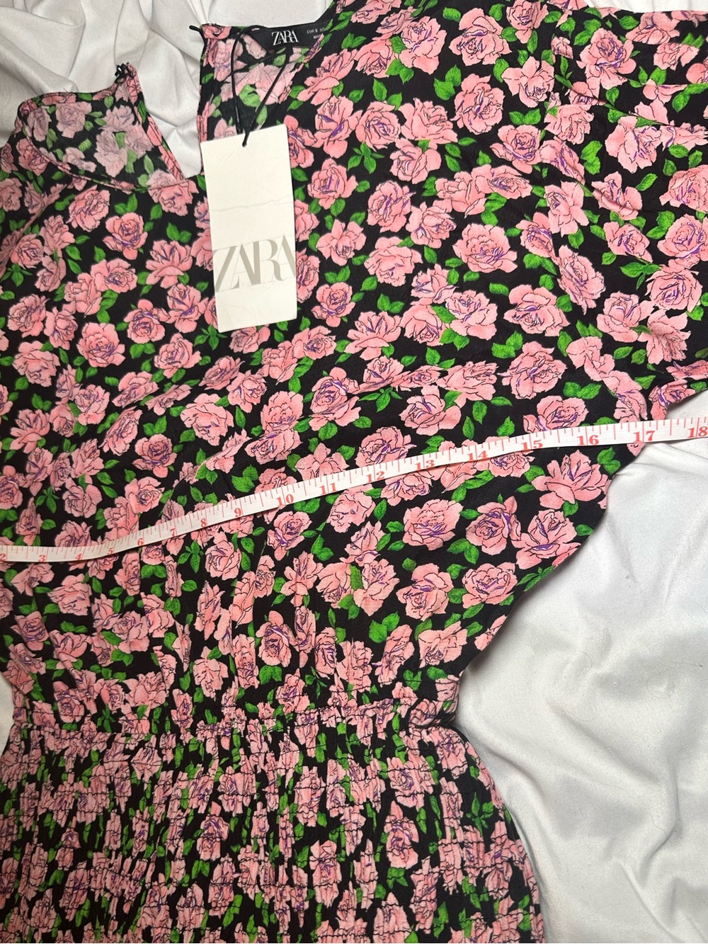 NWT ZARA pink rose floral print minidress in size Small - Picture 9 of 16